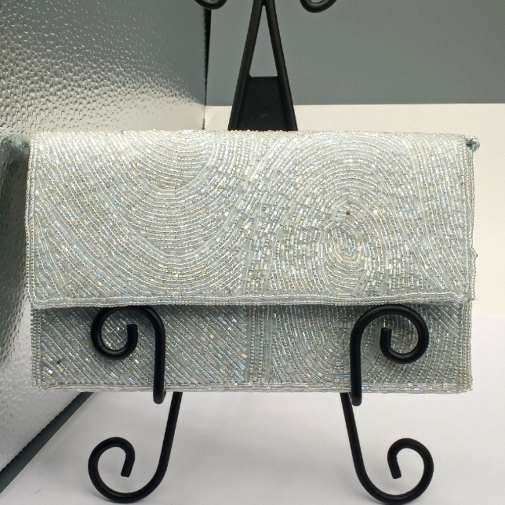 Beaded Clutch/Very Lt. Blue Background